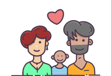 Ilustración de familia feliz.