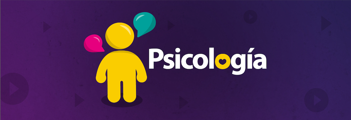 Fondo morado con texto blanco: Psicología
