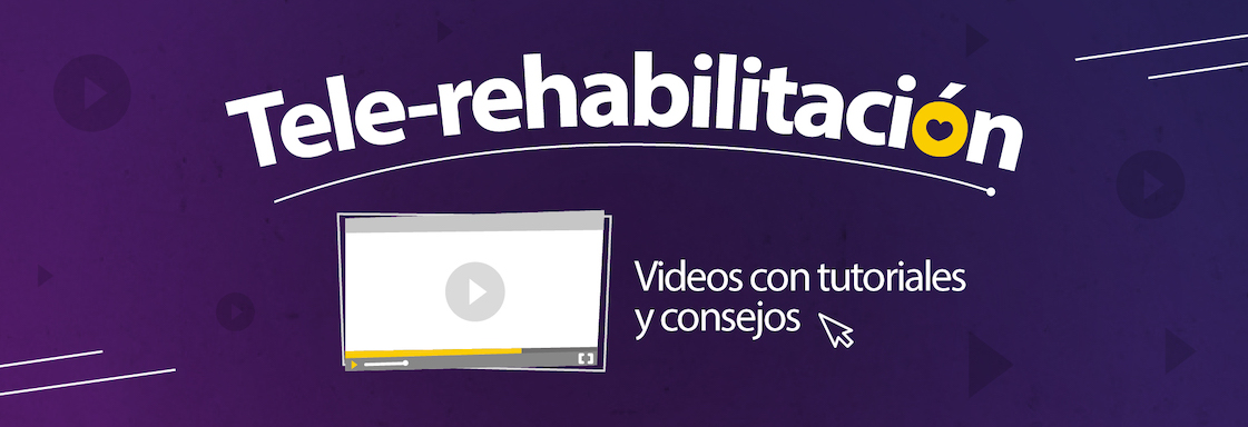 Fondo morado con texto blanco: Tele-Rehabilitación