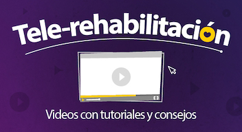 Fondo morado con texto blanco: Tele-Rehabilitación