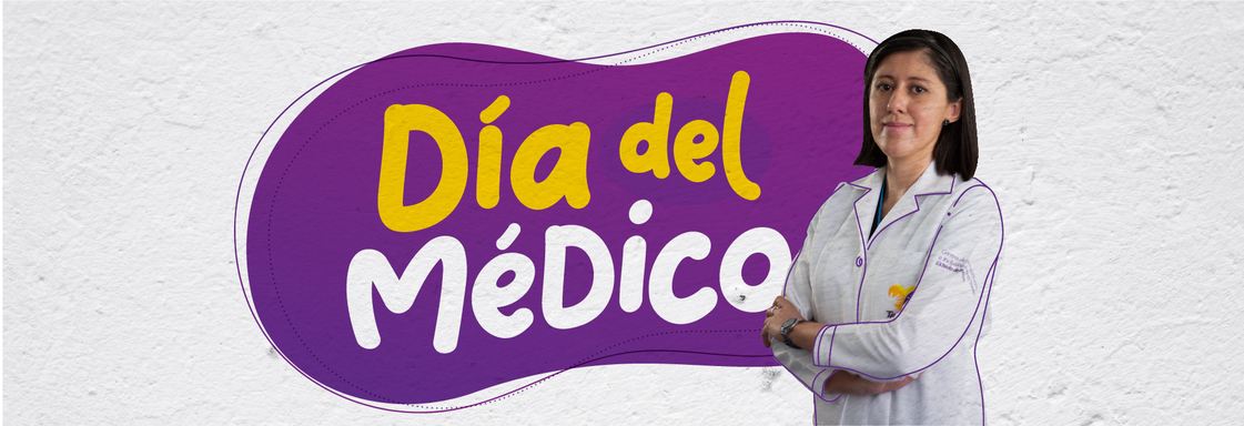 Imagen con fotografía de una doctora y el texto que dice Día del Médico
