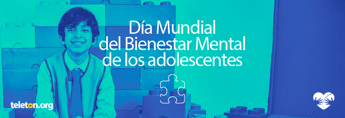 Imagen con foto de un niño sonriendo entre piezas de rompecabezas y el texto Día Mundial del Bienestar Mental de los Adolescentes