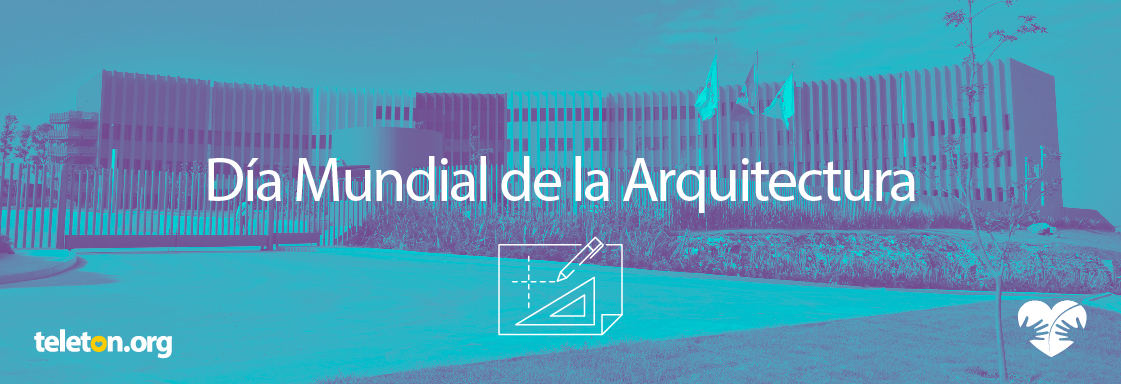 Imagen con foto en filtro azulado del HITO y encima el texto Día Mundial de la Arquitectura
