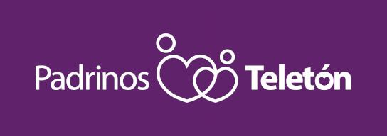 Fondo morado y logo de Padrinos Teletón